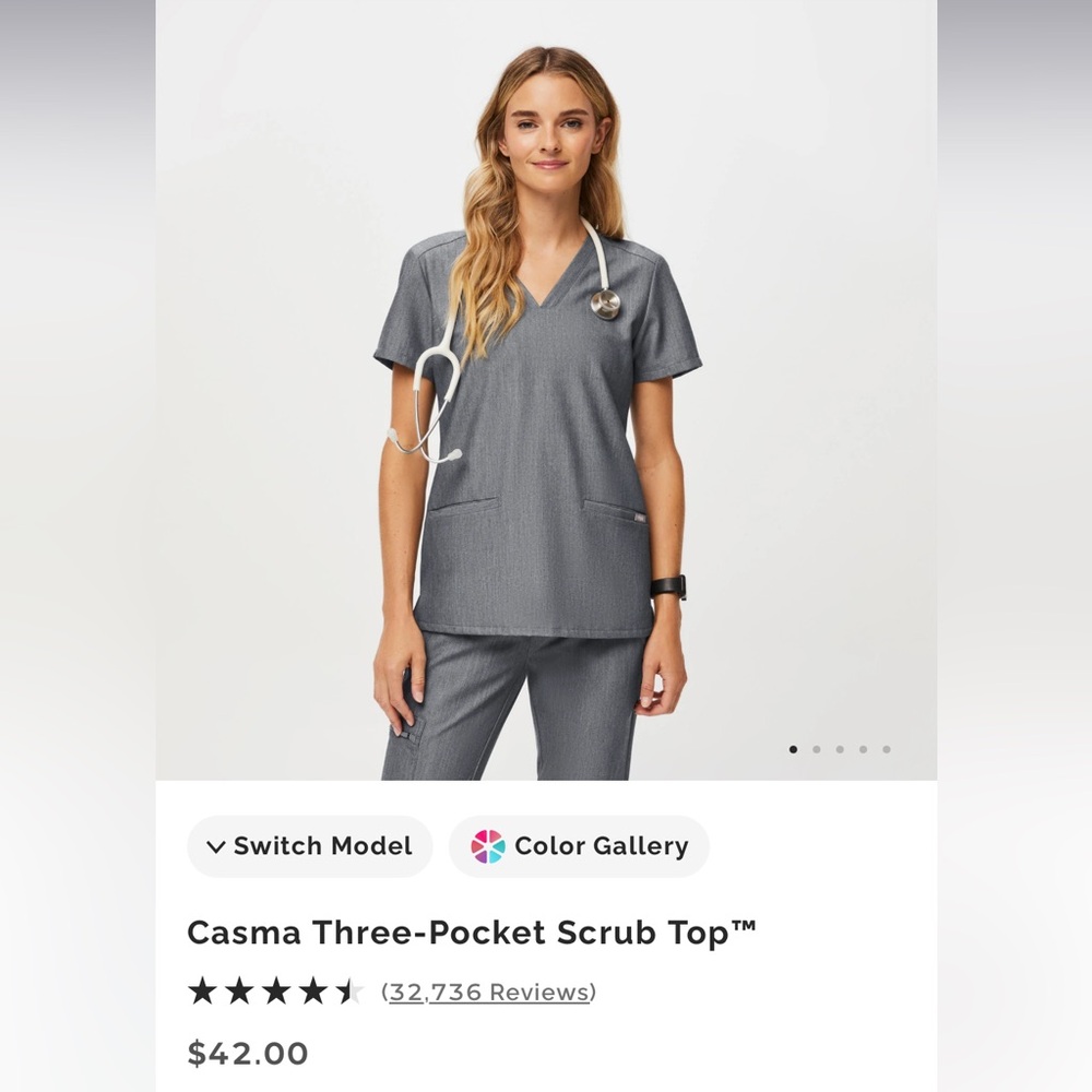 Figs Casma Three-Pocket Scrub Top - Graphite XS